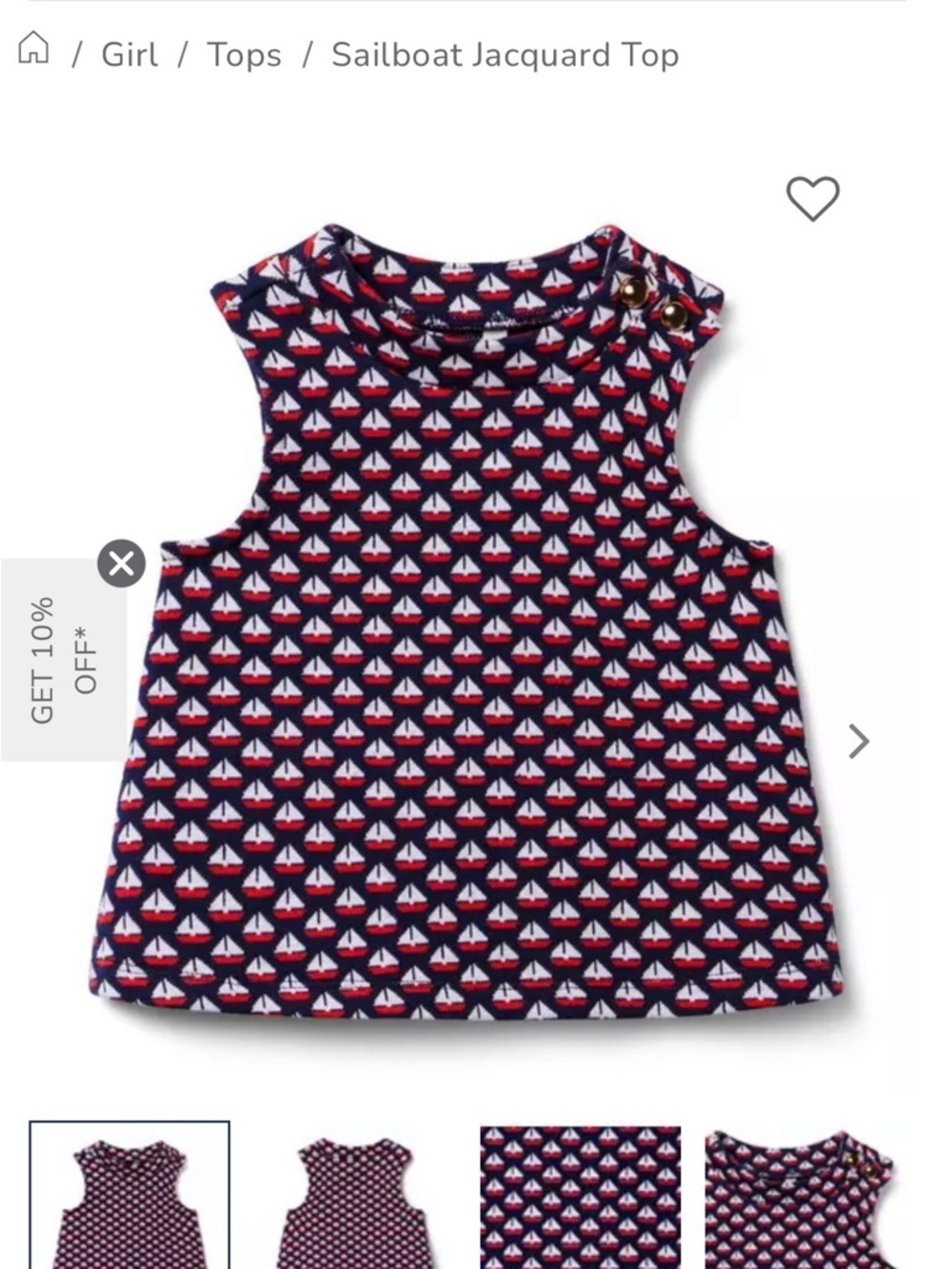 Janie and Jack Sailboat Jacquard Tank Top - Navy & Red - Girls